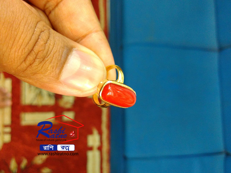 Italian Red Coral Ring Rakto Probal Stone Panchdhatu Metal Ring Price |  Coral ring, Red coral, Rings