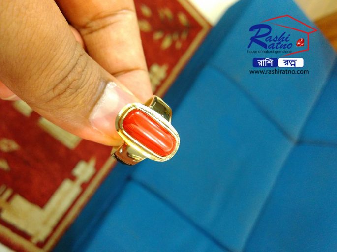 Ring of Red Coral Stone